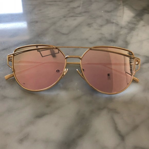 Pink lense rose gold frame cat eye sunglasses - Picture 2 of 2